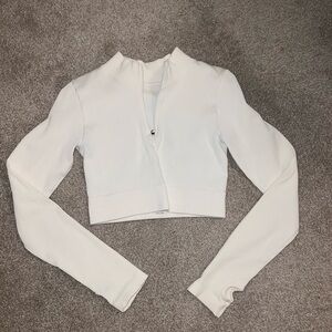 White ribbed 2 piece long sleeve workout set